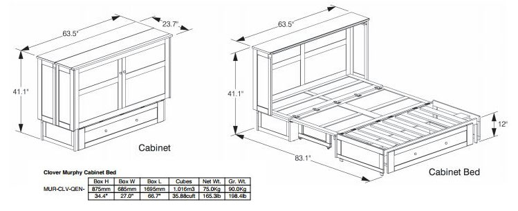 Murphy Bed Cabinet Specifications, Cabinet Murphy Bed Full Size