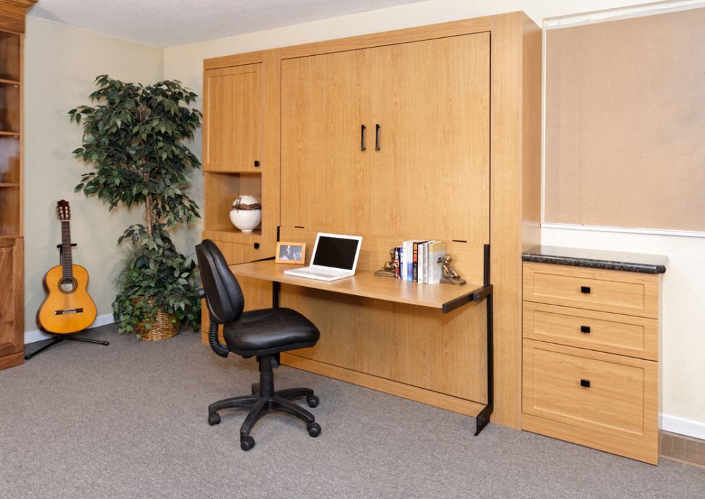 Murphy Bed with Studio Desk, Cabinets, Drawers, Fold-down Desk