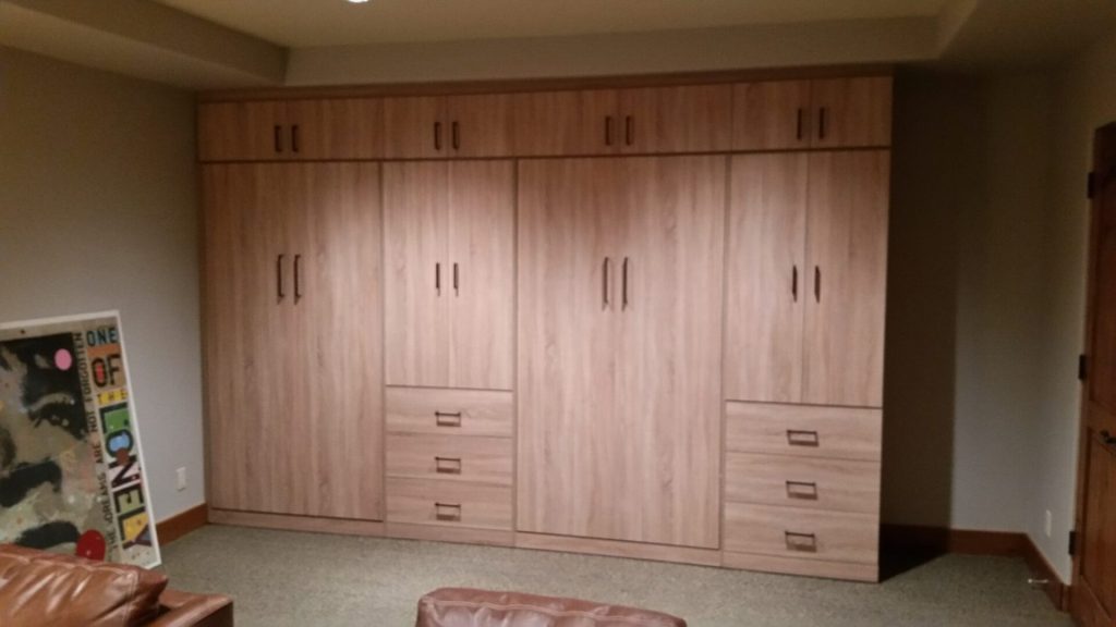 Murphy Bed with Closet Cabinet, Drawers