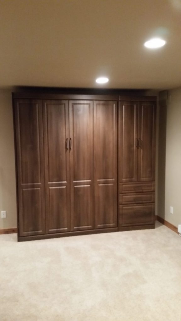 Murphy Bed with Closet Cabinet, Drawers