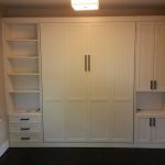 Guest bedroom makeover, custom Murphy bed installed, vertical, wall to wall, small spaces, custom cabinetry, traditional style. SmartSpaces.com