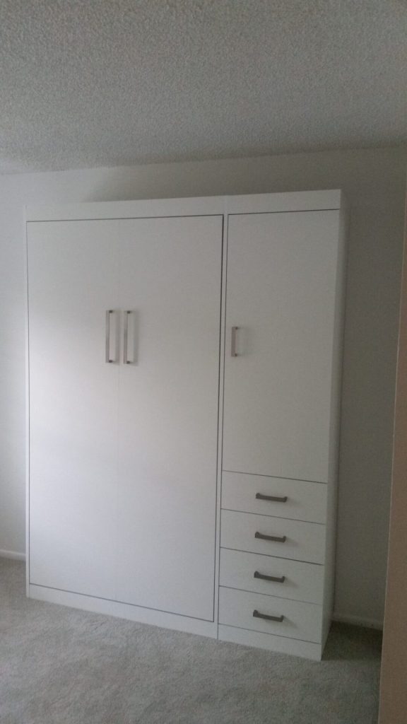Murphy Bed with Closet Cabinet, Drawers