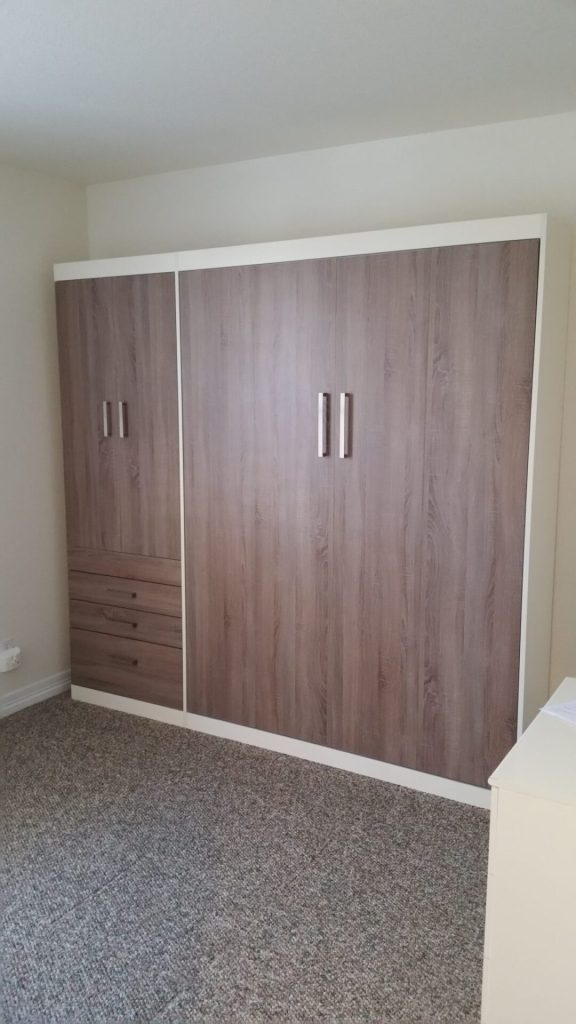 Murphy Bed with Closet Cabinet, Drawers