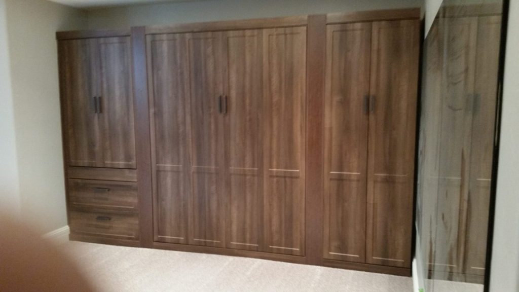 Murphy Bed with Closet Cabinet, Drawers