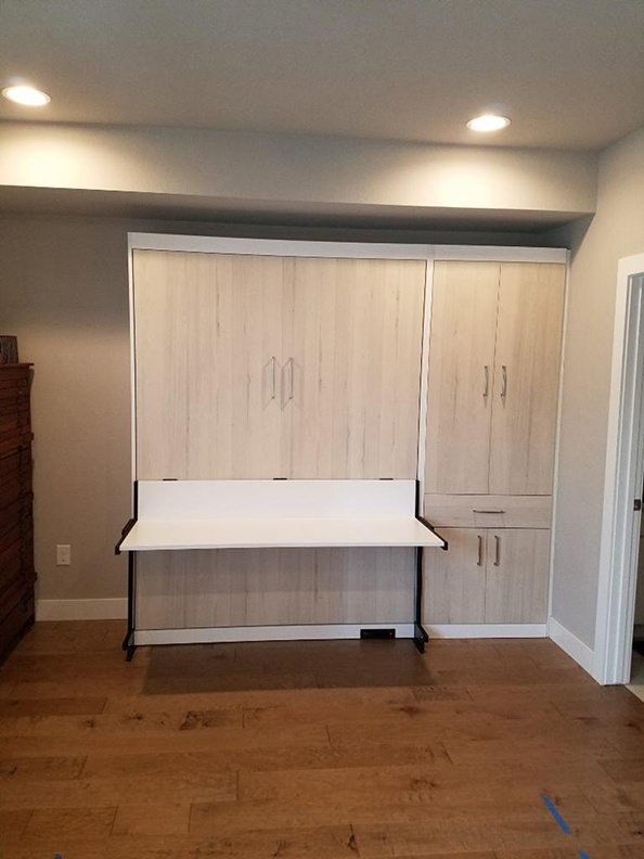 Two Tone Murphy Bed with Studio Desk