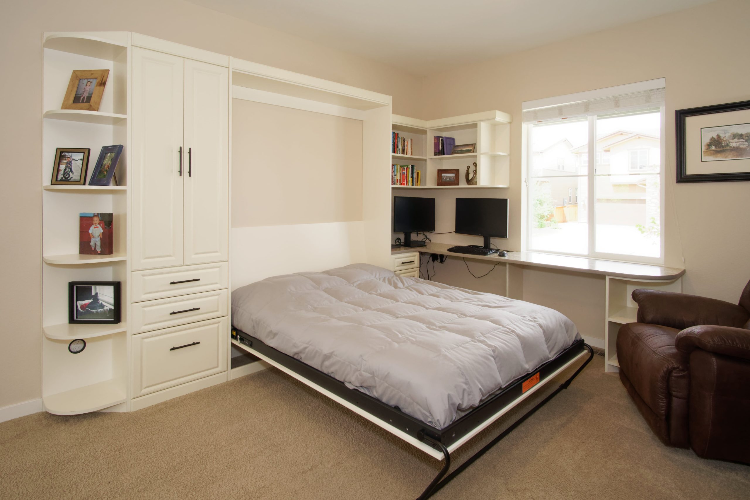 White-Thermofoil-Murphy-Bed-Office -Open-min
