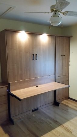 Murphy Bed with Studio Desk, Closet Cabinet, Drawers
